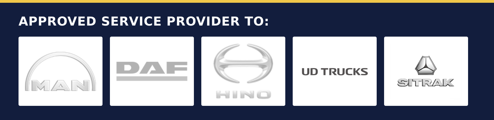 Approved service provider to MAN, DAF, Hino, UD Trucks and Sitrak